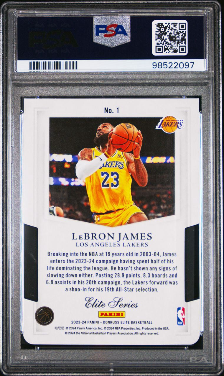 2023 Panini Donruss Elite Elite Series Series-Orange Die-Cut Lebron James #1 PSA 10 Gem Mint