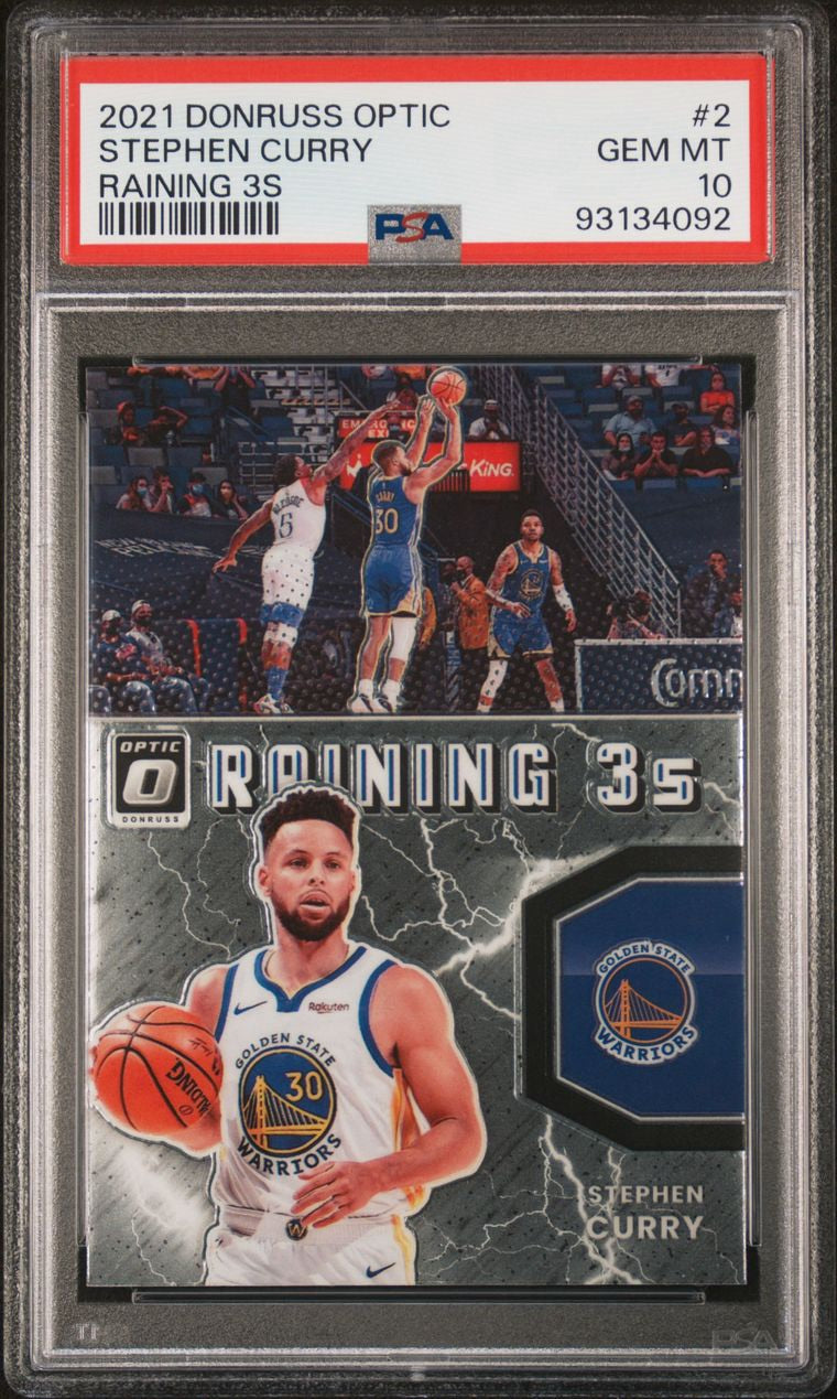 2021 Panini Donruss Optic Raining 3S Stephen Curry #2 PSA 10 Gem Mint