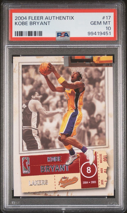 2004 Fleer Authentix Kobe Bryant #17 PSA 10 Gem Mint