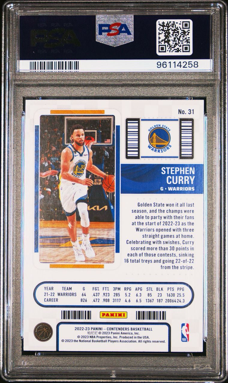 2022 Panini Contenders Stephen Curry Traxx #31 PSA 10 Gem Mint