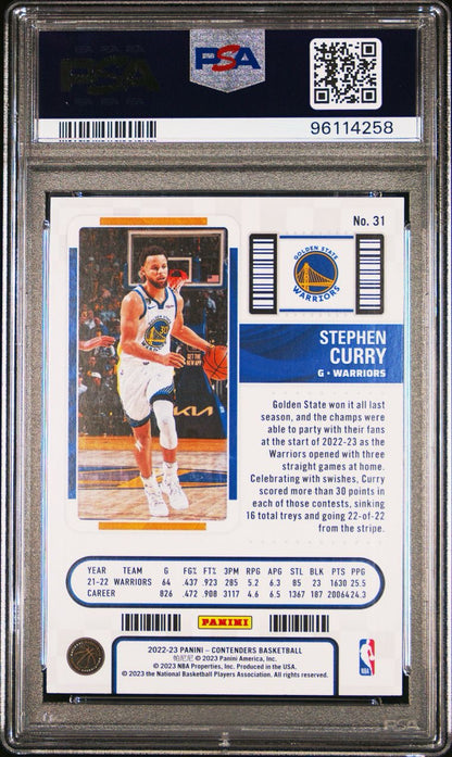 2022 Panini Contenders Stephen Curry Traxx #31 PSA 10 Gem Mint