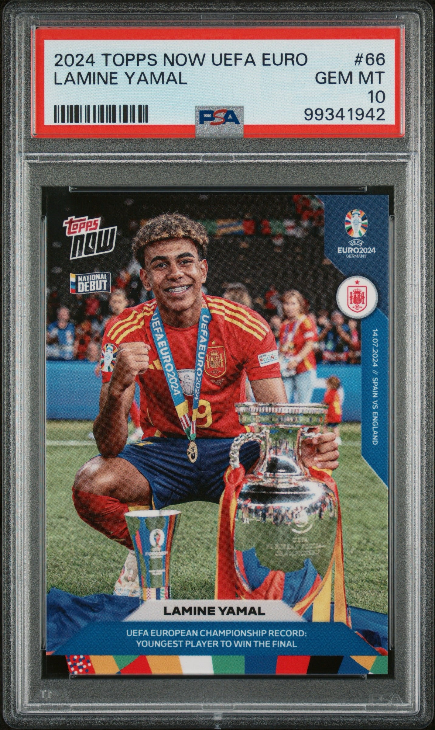 2024 Topps Now UEFA  Euro #66 Lamine Yamal PSA 10 Gem Mint (Serial 942)