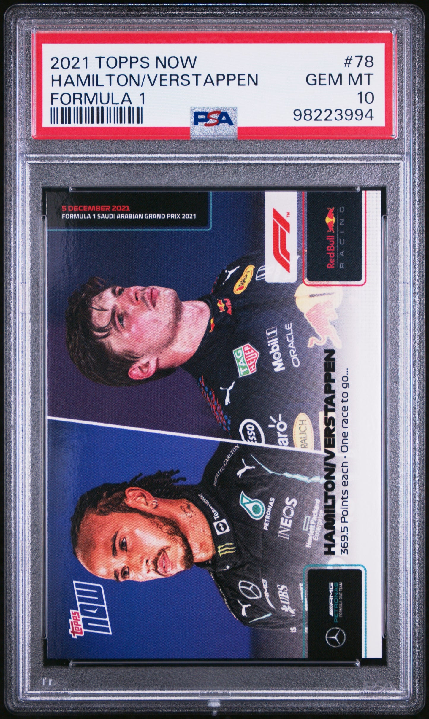 2021 Topps Now F1 Formula 1 #78 Lewis Hamilton Max Verstappen Dual PSA 10 Gem Mint (Serial 994)