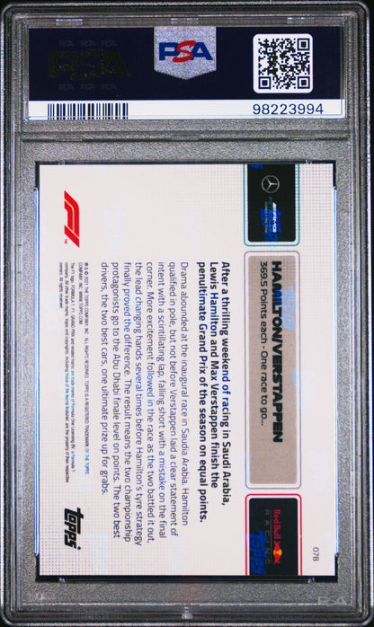 2021 Topps Now F1 Formula 1 #78 Lewis Hamilton Max Verstappen Dual PSA 10 Gem Mint (Serial 994)