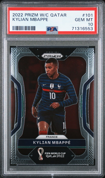 2022 Panini Prizm World Cup Qatar #101 Kylian Mbappe PSA 10 Gem Mint