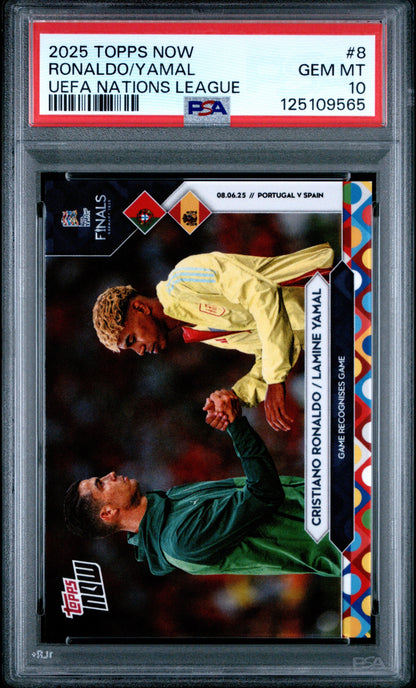 2025 Topps Now UEFA Nations League Cristiano Ronaldo Lamine Yamal #8 PSA 10 Gem Mint (Serial 565)