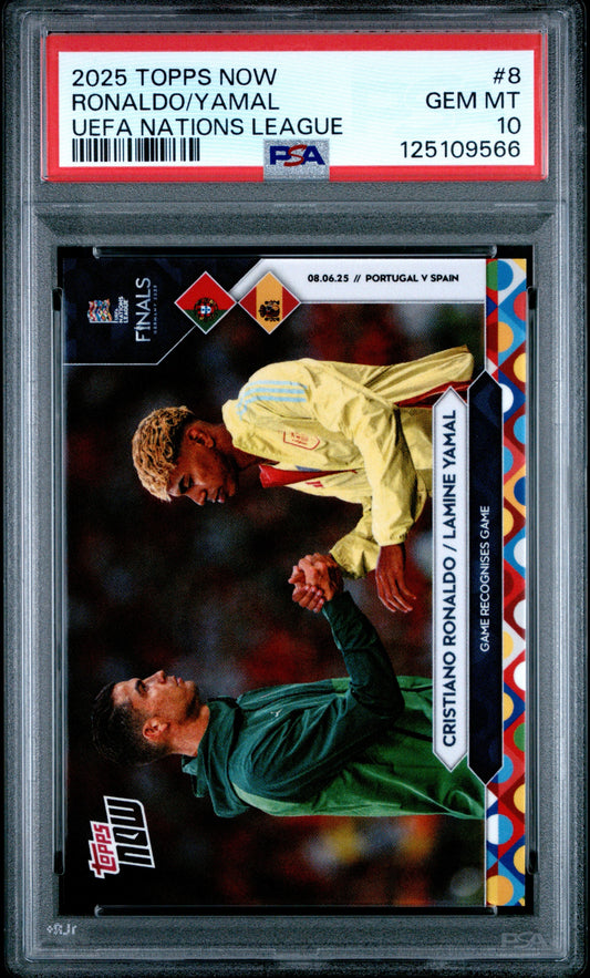 2025 Topps Now UEFA Nations League Cristiano Ronaldo Lamine Yamal #8 PSA 10 Gem Mint (Serial 566)