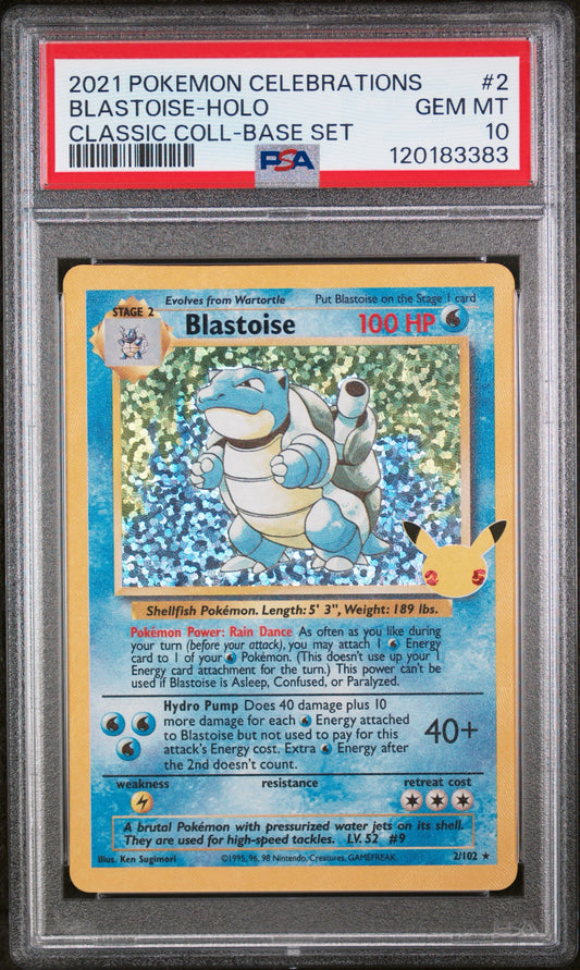 2021 Pokemon TCG Celebrations Classic Collection #2 Blastoise-Holo PSA 10 Gem Mint (Serial 383)