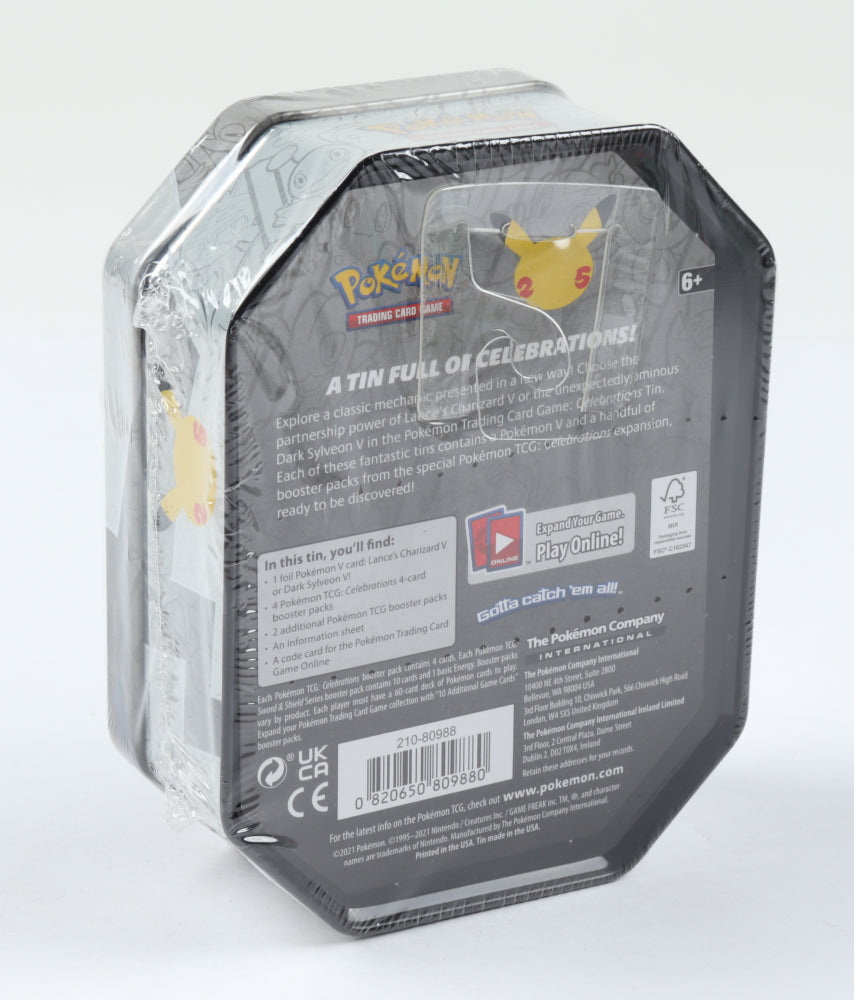POKEMON TCG 25TH ANNIVERSARY CELEBRATIONS CHARIZARD TIN 4 Packs (NEW SEALED)