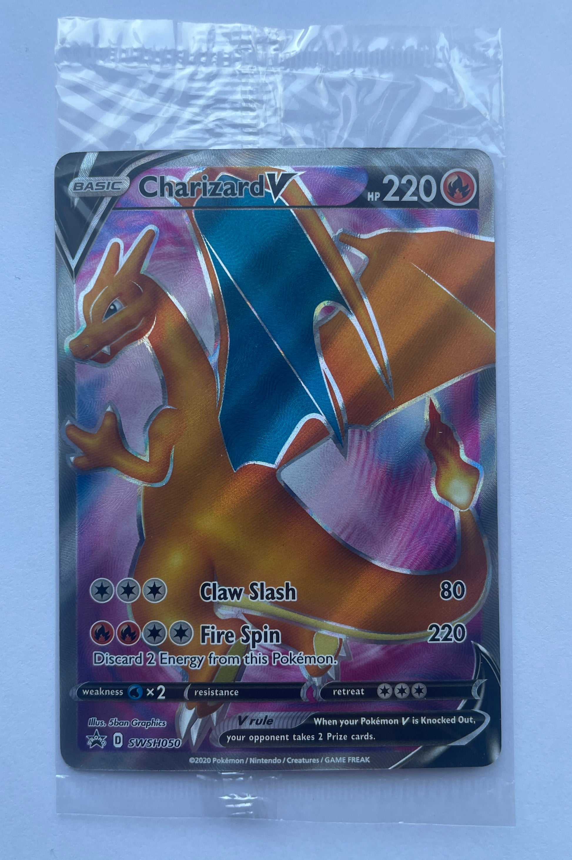 POKEMON TCG CHARIZARD V HOLO PROMO SWSH050  SWORD & SHIELD (NEW SEALED)