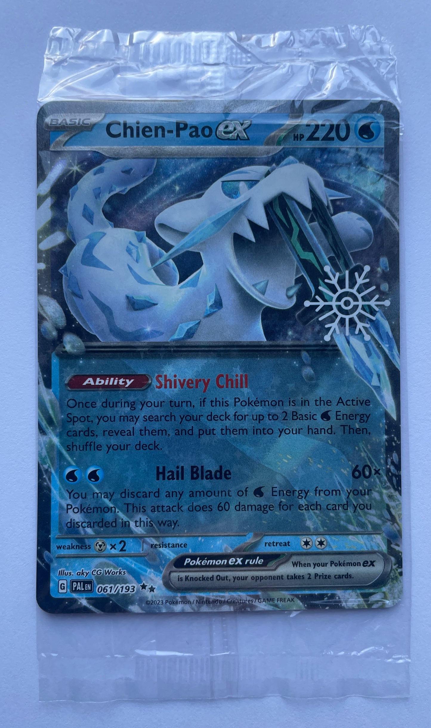 POKEMON TCG CHIEN-PAO EX 061/193 - SNOWFLAKE STAMP 2024 Holiday PROMO HOLO (NEW SEALED)