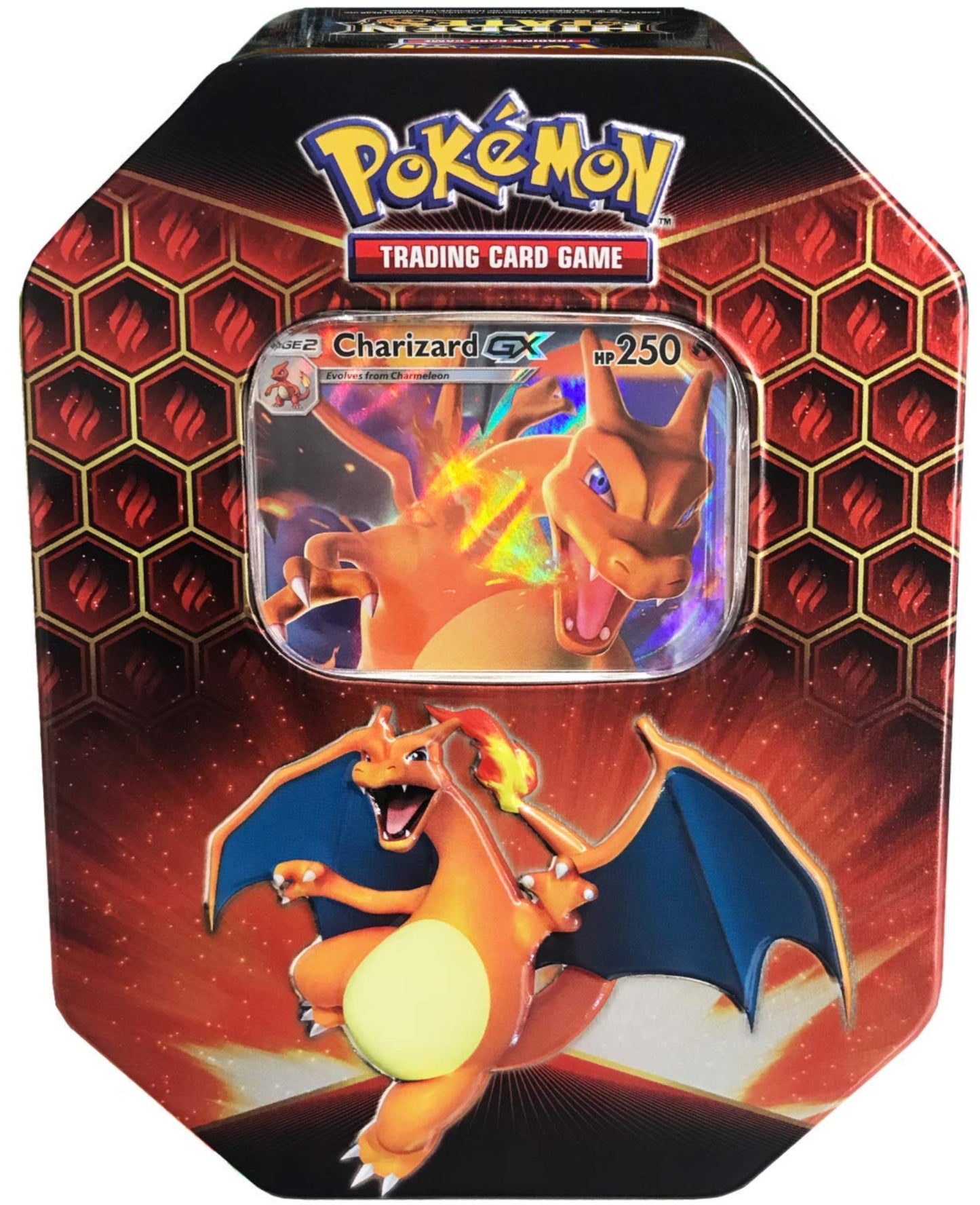 POKEMON TCG HIDDEN FATES TIN WITH CHARIZARD GX & 4X PACKS (NEW SEALED)
