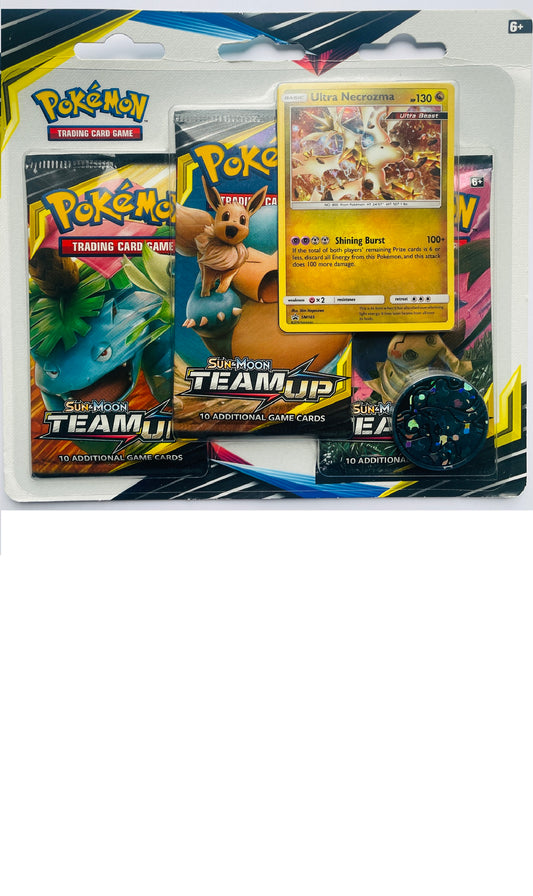 POKEMON TCG SUN AND MOON TEAM Up 3 PACKS BLISTER BOOSTER PACK - ULTRA RARE (NEW SEALED)