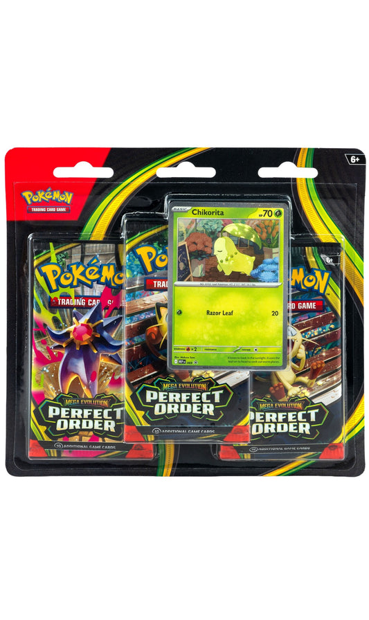 Pokemon TCG Mega Evolution Perfect Order 3X Packs Blister + Promo (New Sealed)