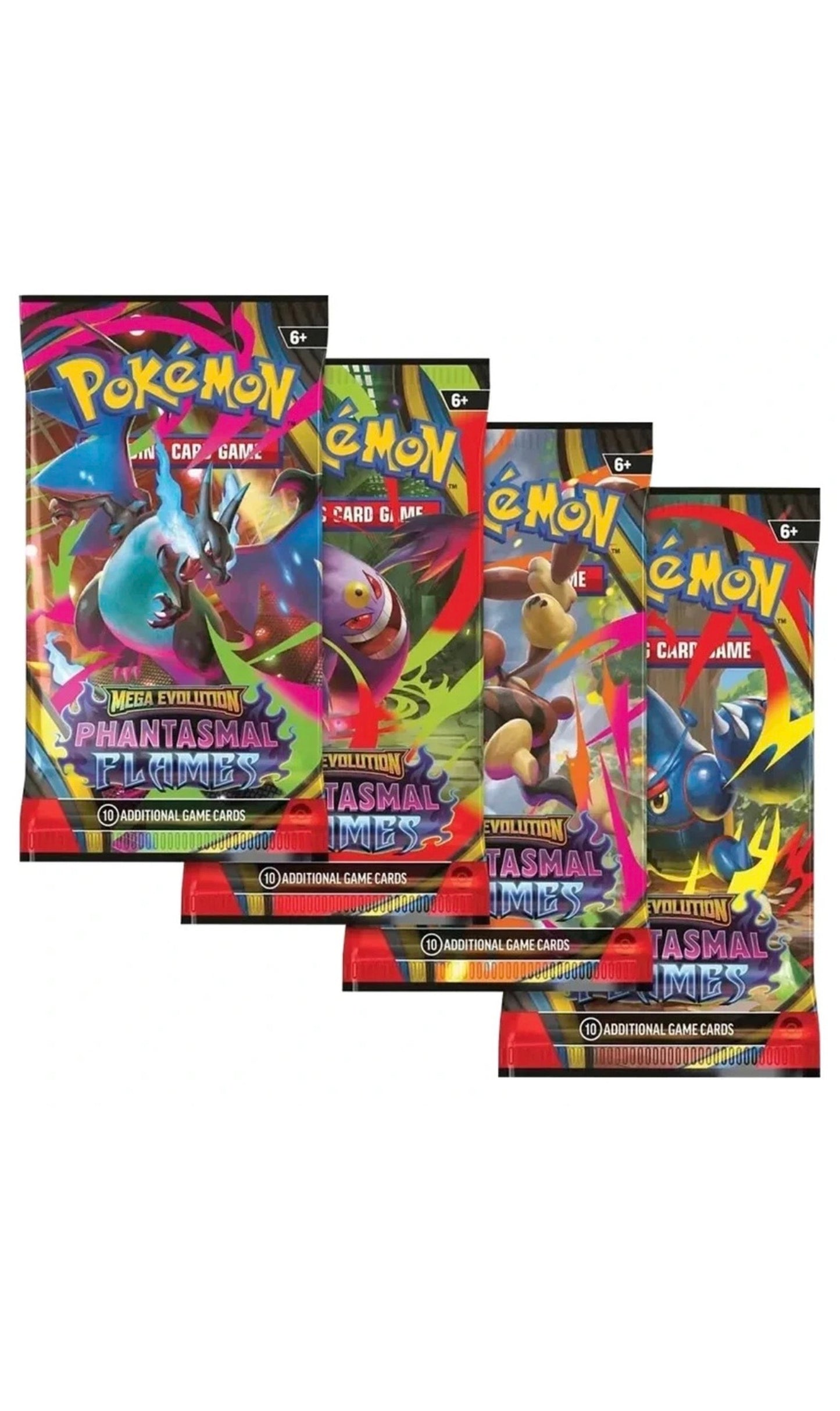 Pokemon TCG Mega Evolution Phantasmal Flames 4X Booster Packs Art Set (New Sealed)