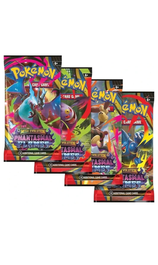 Pokemon TCG Mega Evolution Phantasmal Flames 4X Booster Packs Art Set (New Sealed)