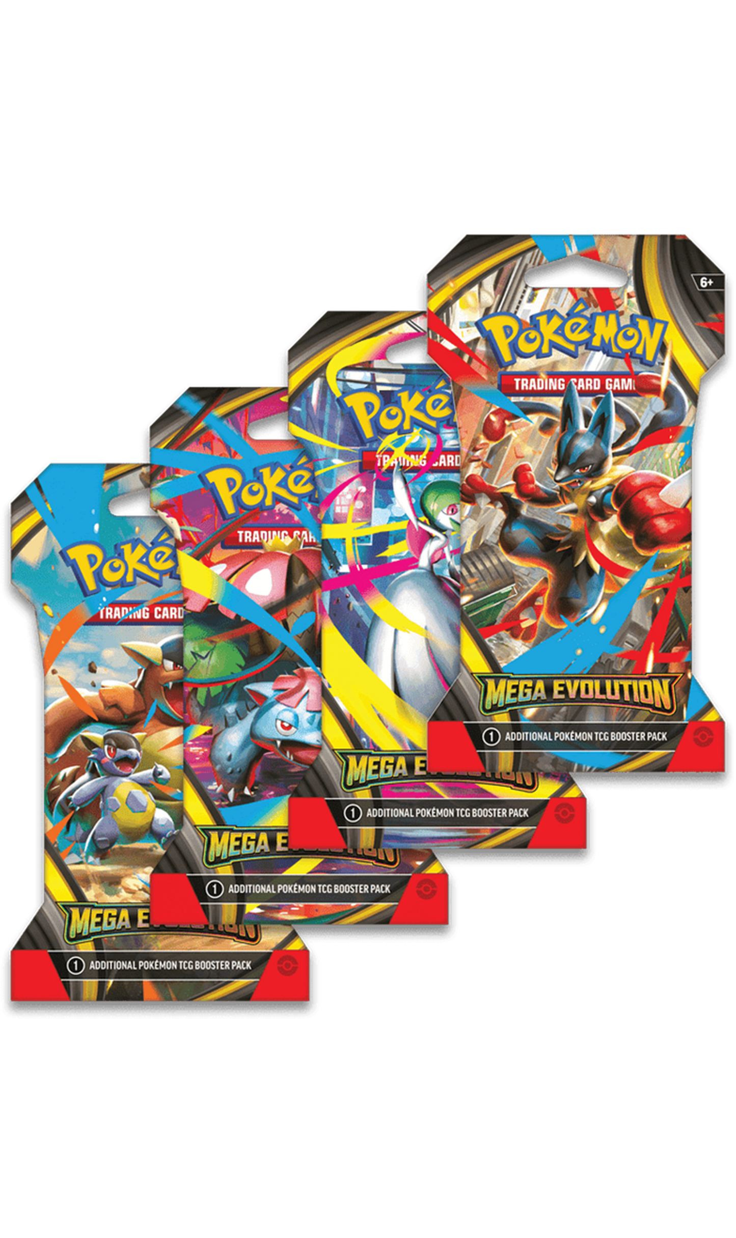 Pokemon TCG Mega Evolution Sleeved 4X Booster Packs Art Set (New Sealed)