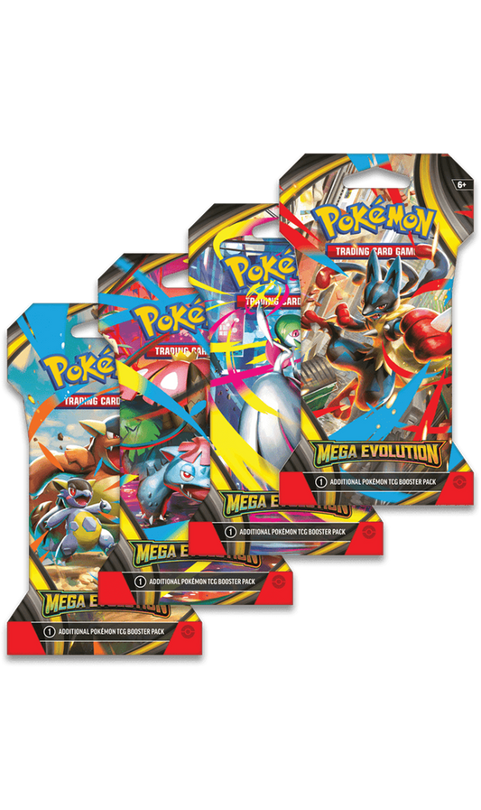 Pokemon TCG Mega Evolution Sleeved 4X Booster Packs Art Set (New Sealed)