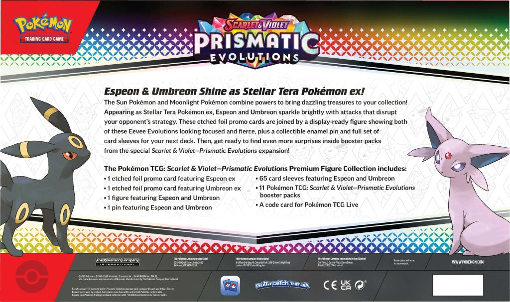 Pokemon TCG Scarlet & Violet Prismatic Evolutions Premium Figure Collection 11X Packs + Promo’s(New Sealed)