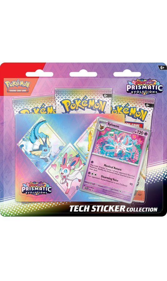 Pokemon TCG Scarlet & Violet Prismatic Evolutions Tech Sticker Collection 3 Packs Random Promo (New Sealed)