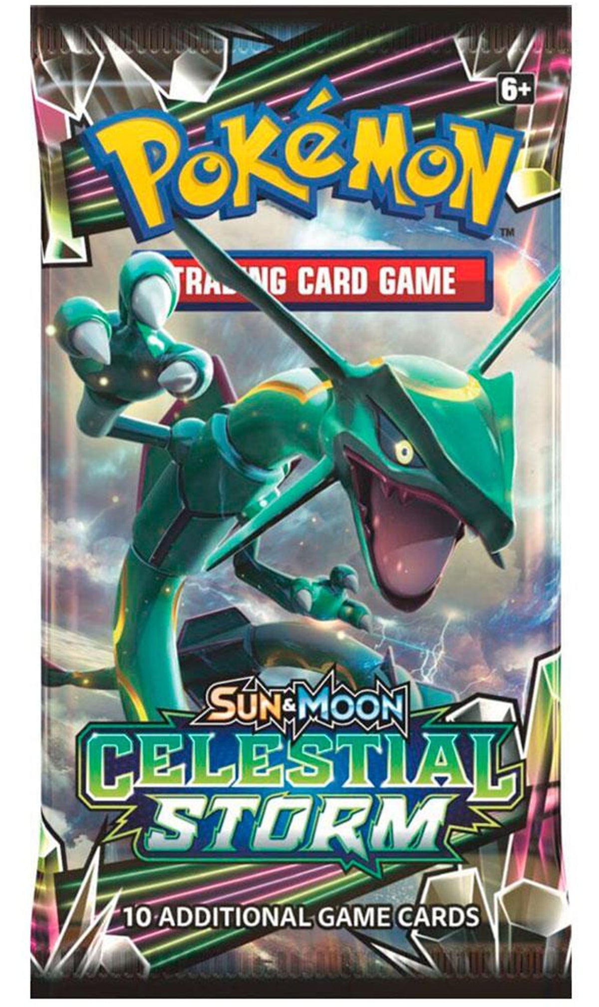 Authentic Pokemon TCG Sun & Moon Celestial Storm booster pack featuring random pack artwork, factory sealed and unopened, containing cards from the Celestial Storm expansion.