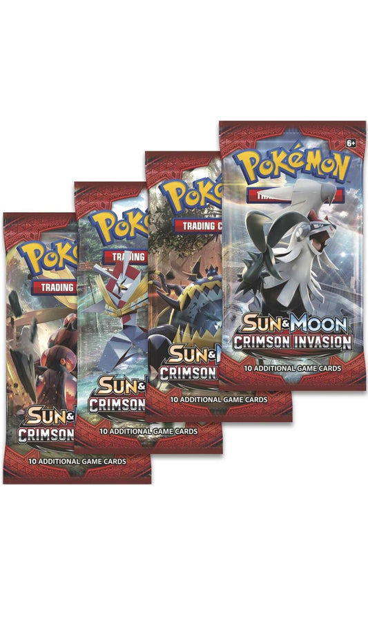 Pokemon TCG Sun & Moon Crimson Invasion 4X Packs Art Set (New Sealed)