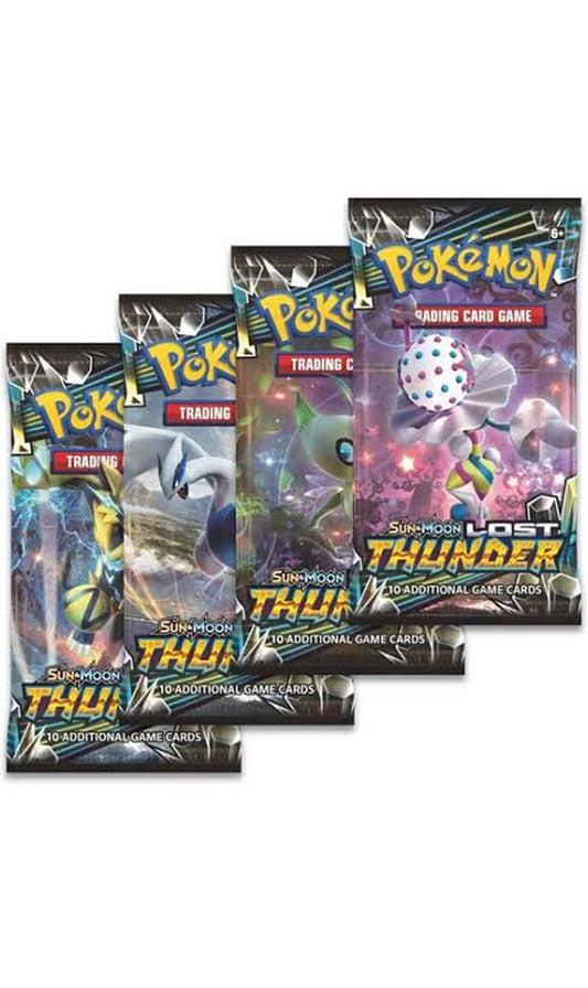 Pokemon TCG Sun & Moon Lost Thunder Booster 4X Packs Art Set (New Sealed)
