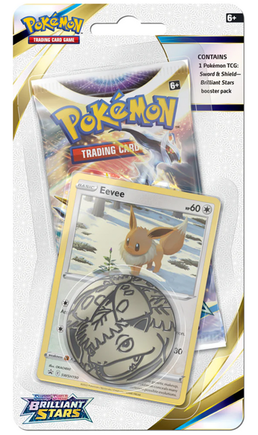 Pokemon TCG Sword & Shield Brilliant Stars Booster Pack Random Promo Art With Coin (New Sealed)