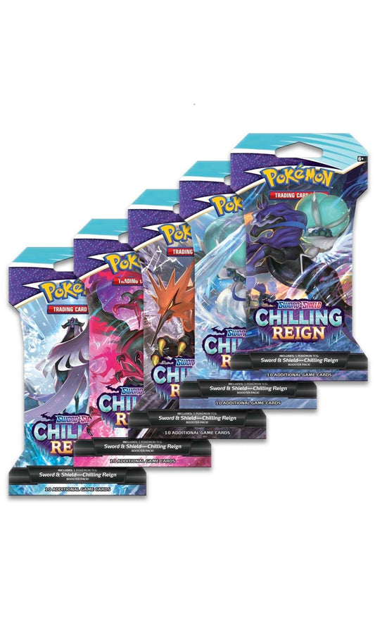 Pokemon TCG Sword & Shield Chilling Reign Sleeved Booster Pack Art Set 5X packs (New Sealed)
