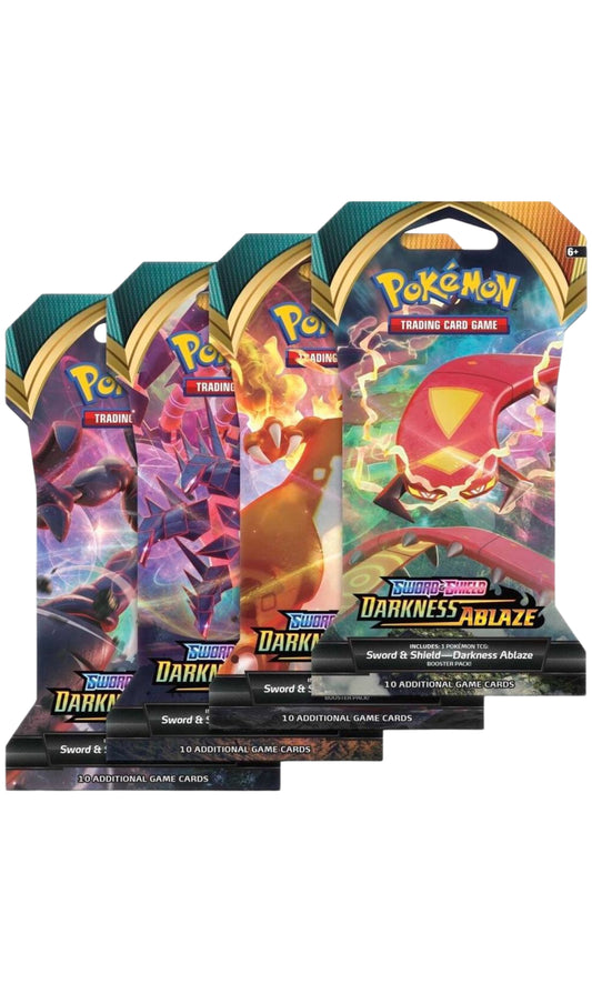 Pokemon TCG Sword & Shield Darkness Ablaze Sleeved Art Set 4X Packs (New Sealed)