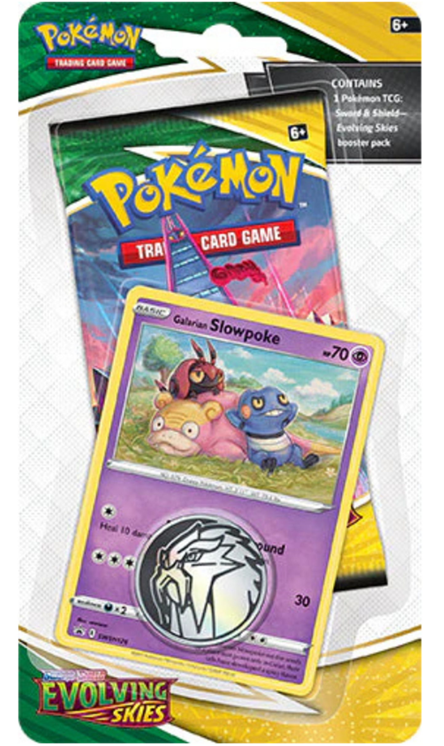 Pokemon TCG Sword & Shield Evolving Skies 1X Pack Blister + Galatian Slowpoke Promo (New Sealed)