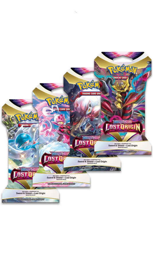 Pokemon TCG Sword & Shield Lost Origin 4X Booster Packs Sleeved Art Set (New Sealed)
