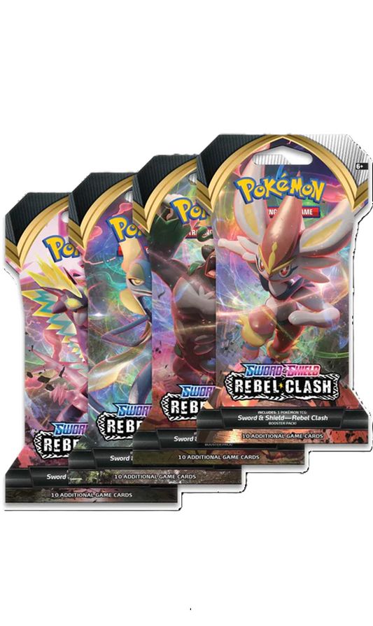 Pokemon TCG Sword & Shield Rebel Clash Sleeved Booster ART SET 4X Packs (New Sealed)
