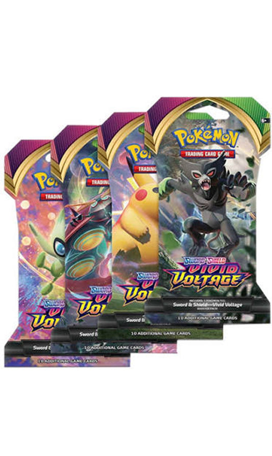 Pokemon TCG Sword & Shield Vivid Voltage Sleeved Booster ART SET 4X Packs (New Sealed)