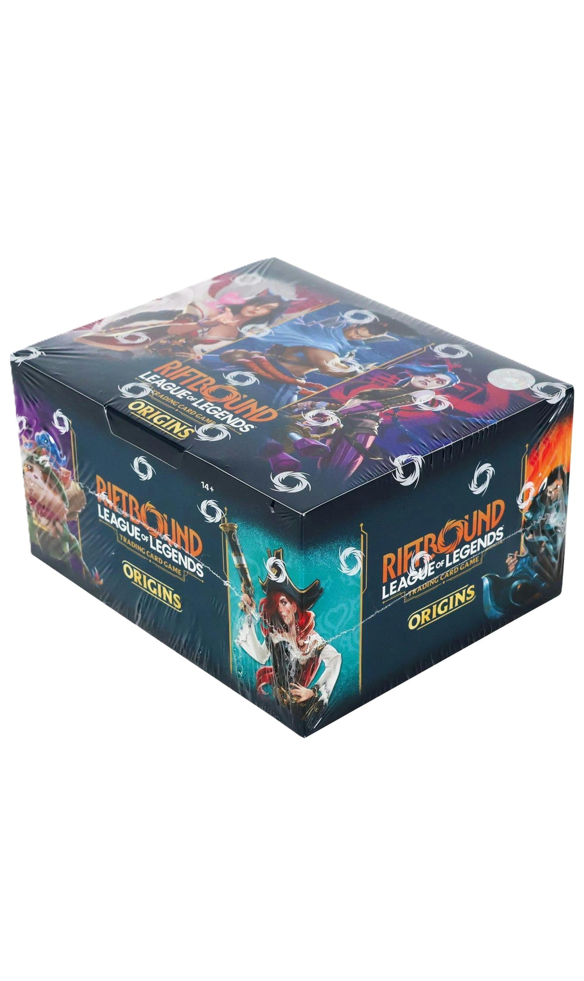 Riftbound Origins League of Legends TCG Booster Box with 24 sealed packs, new and authentic.
