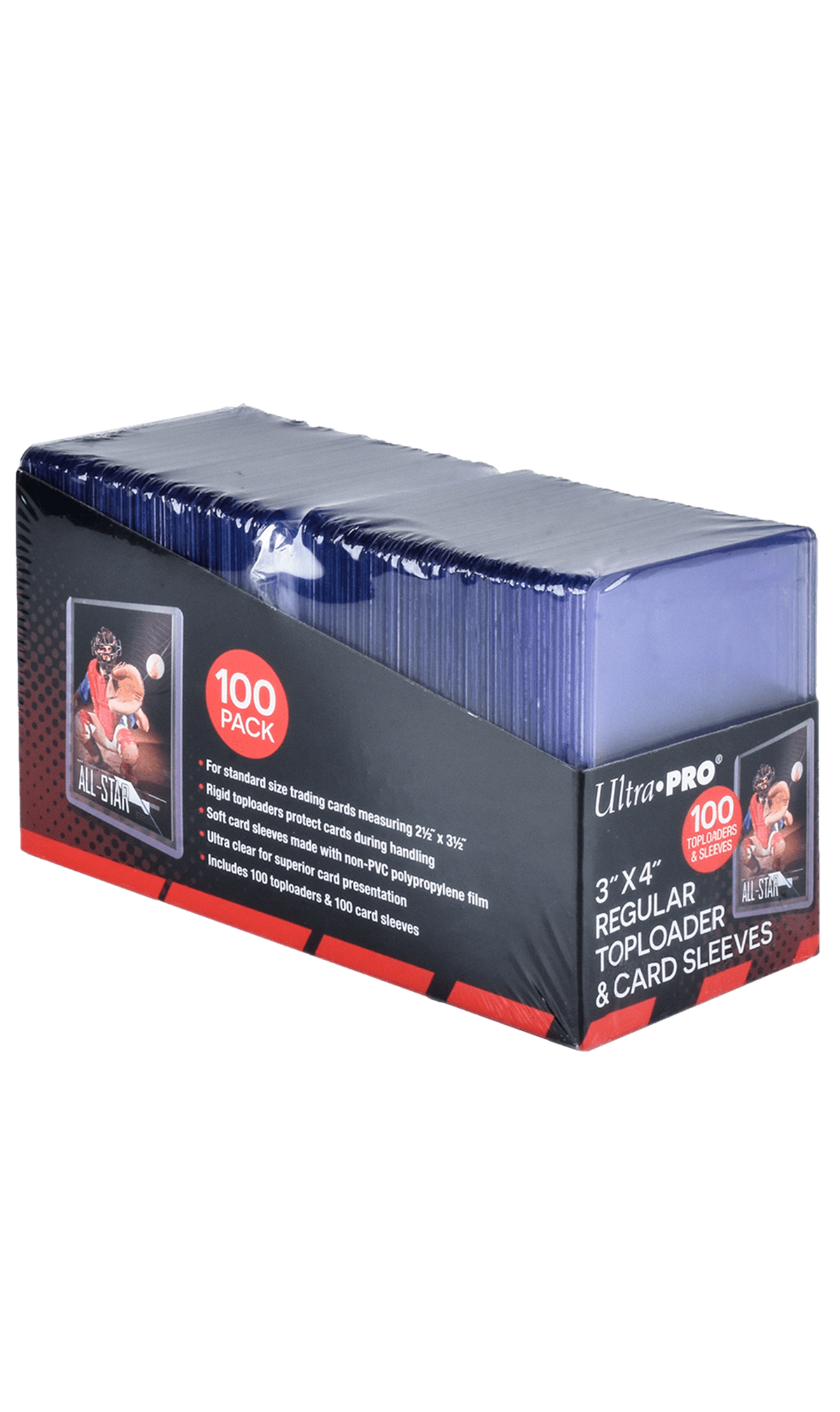 Ultra Pro 100 Regular 3X4 Top Loaders & 100 Soft Sleeves Bundle