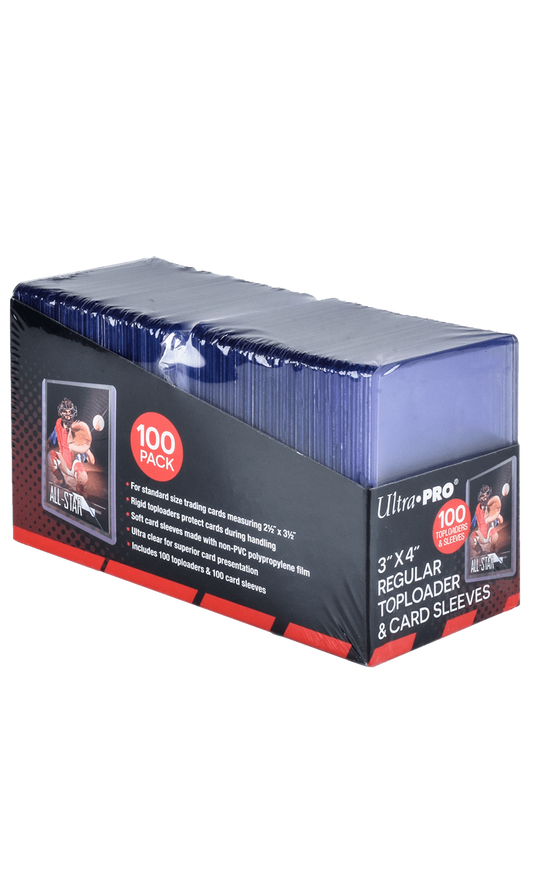 Ultra Pro 100 Regular 3X4 Top Loaders & 100 Soft Sleeves Bundle