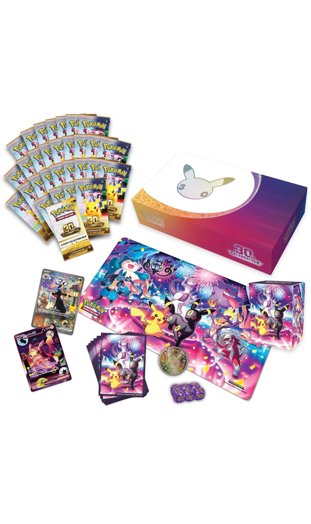 Pokémon TCG Celebrations 30th Anniversary Ultra Premium Collection (UPC) Night Version box, factory sealed and unopened collector's edition.