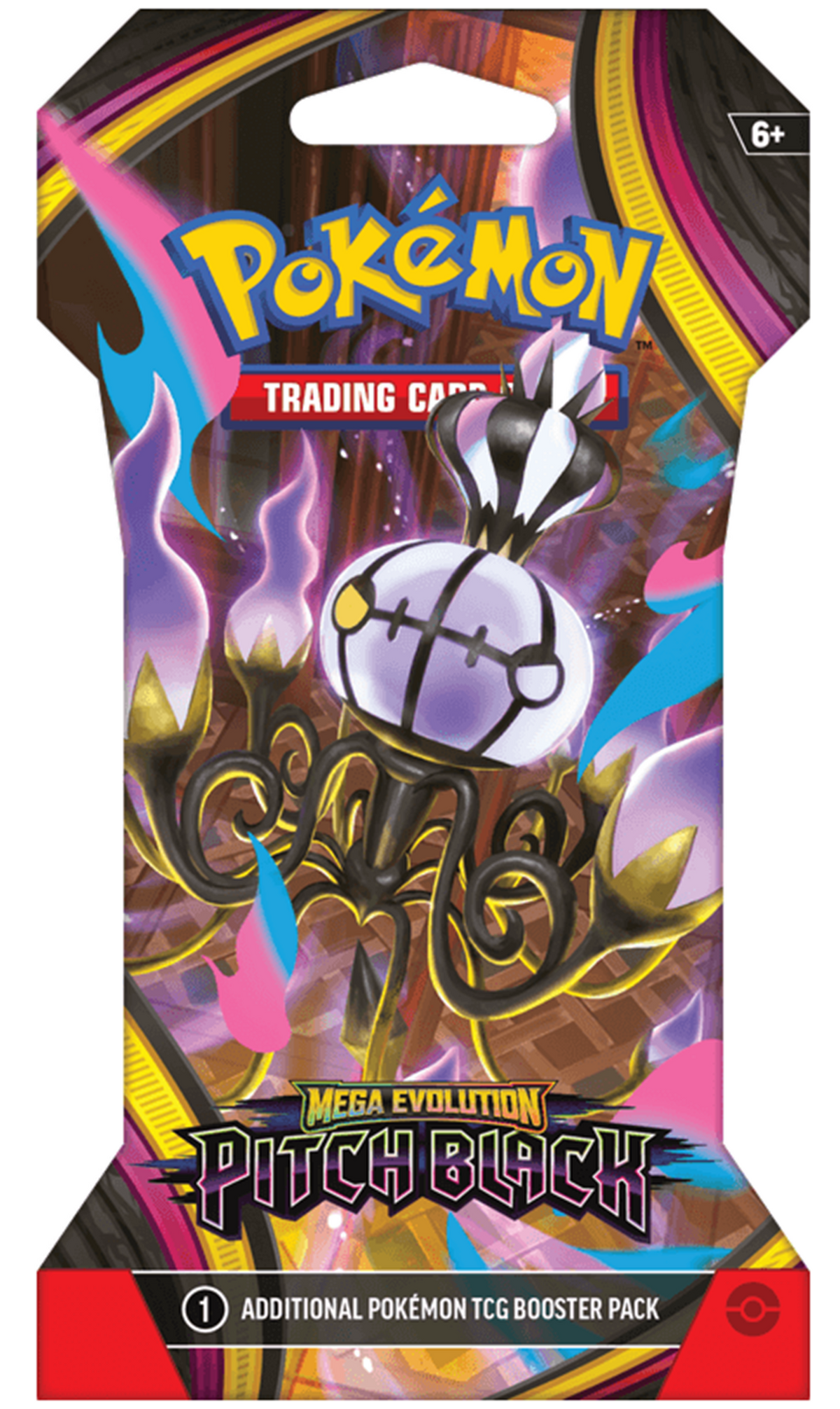 Pokémon TCG Mega Evolution Pitch Black sleeved booster pack featuring random artwork, factory sealed and unopened.